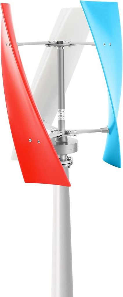 Windgenerator - Vertikaler 24V Windturbinen-Bausatz - 3-Blatt - Mit Laderegler - Kunststoff - Blau