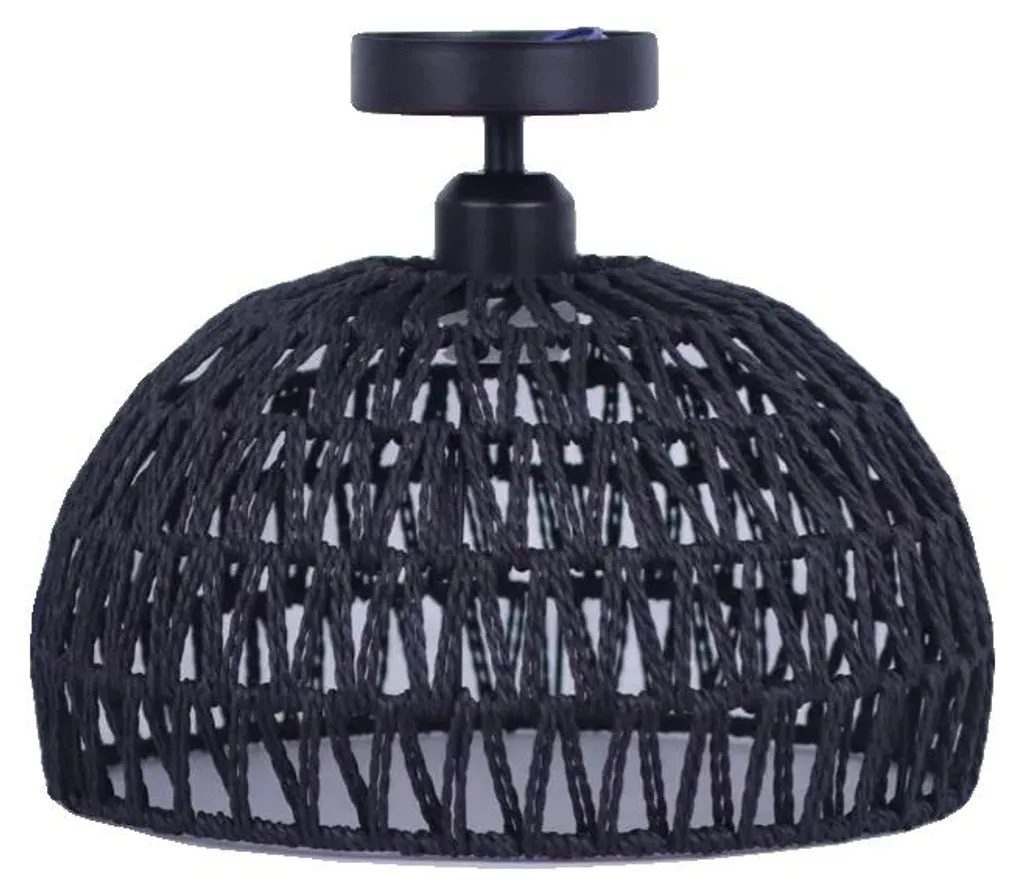 Plafonnier noir en rotin pour chambre ou séjour ambiance tamisée 40cm