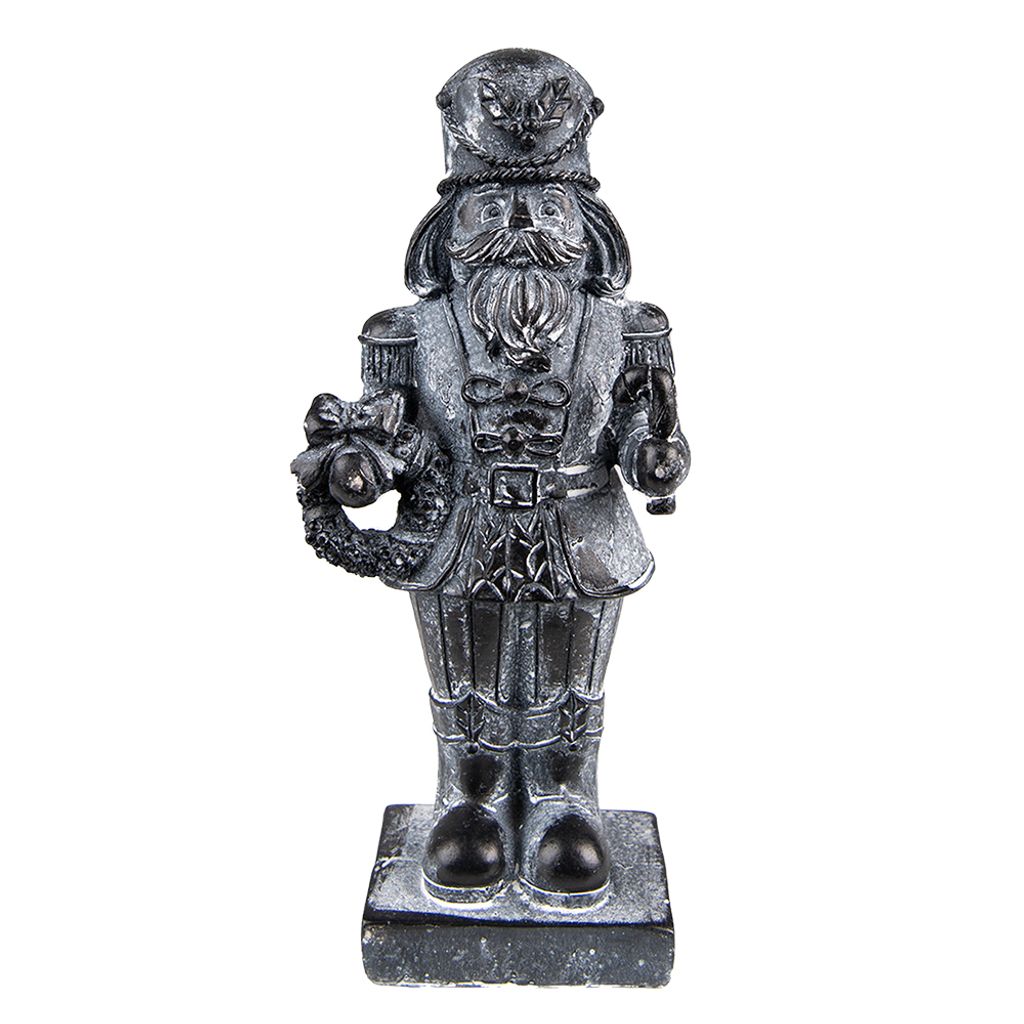 Clayre & Eef Figur Nussknacker 21 cm Grau Kunststoff