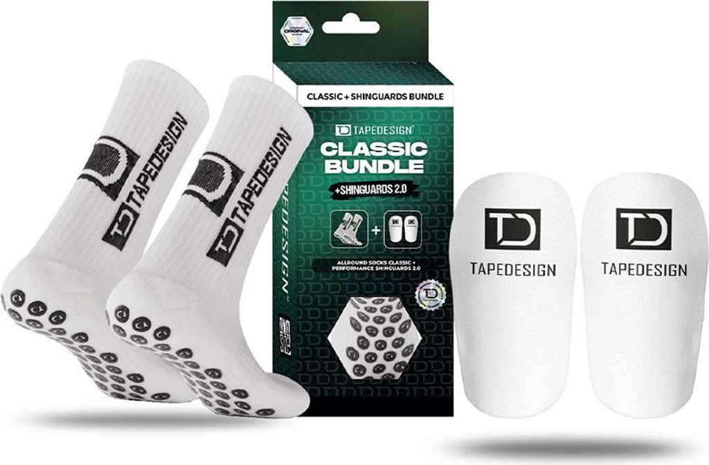 Tape Design Classic Bundle + Shinguard 2.0 Pack Lange Socken EU 37-48 Mann EU 37-48