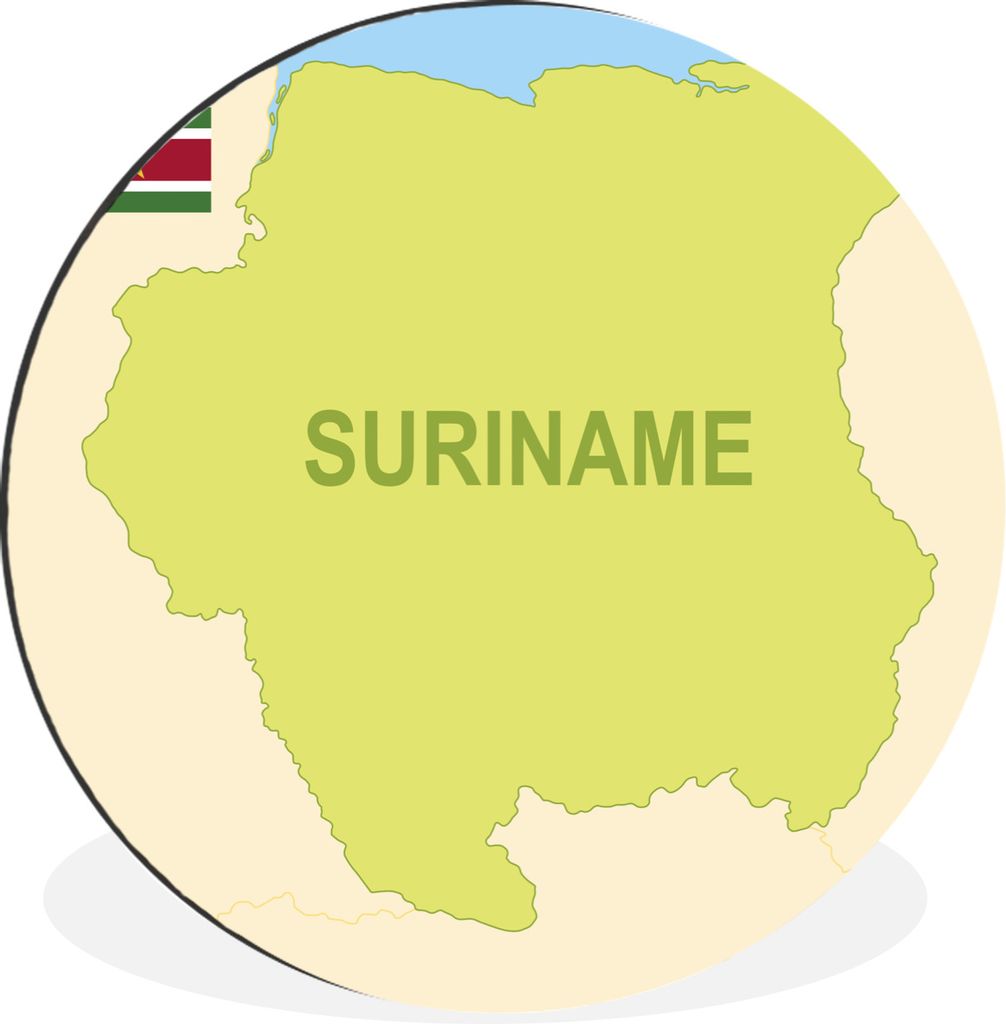 MuchoWow Aluminium Wandkreis Die Karte von Suriname mit der Flagge Ø 60 cm Wanddeko Modern Wohnzimmer - Wand Kreis - Wandbild - Schlafzimmer - A...