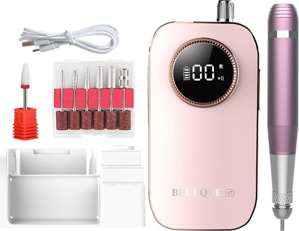 INF 45000 U/min Nagelbohrer Set - Elektrische Nagelfeile mit LCD Display Rosa