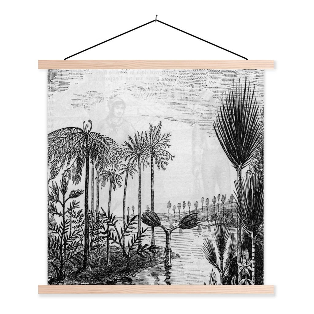 MuchoWow Textilposter Gestaltung - Bäume - Wasser - Natur 120x120 cm mit holzfarbenen Rahmen - Textil-Poster
