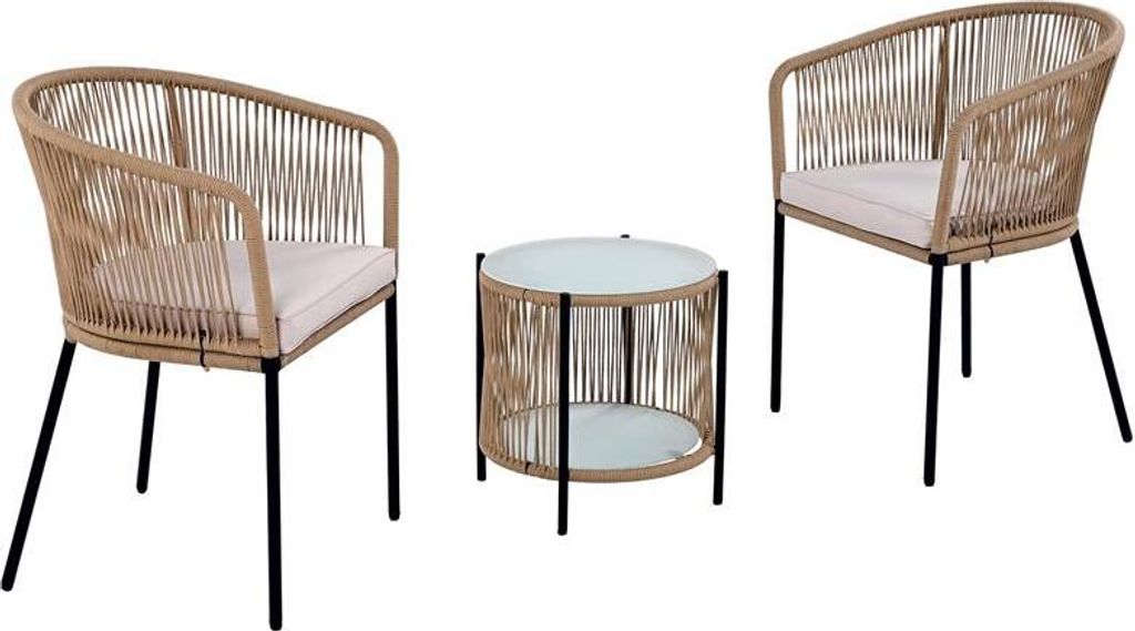 Balkonset Gartenset Bistro Set Gartenmöbel Set Outdoor Rope Sitzgruppe Beige