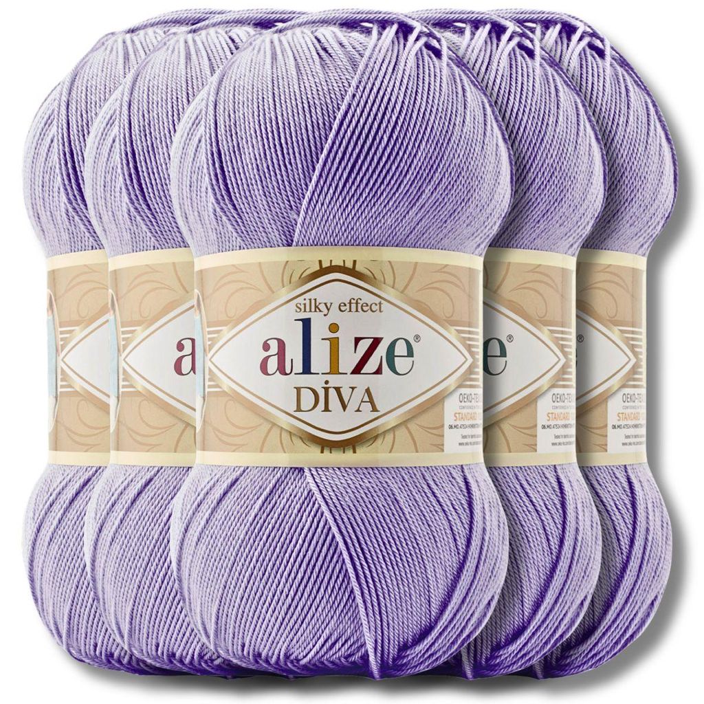 Alize 5x 100g Diva Wolle, Uni, Häkeln, Stricken (158) Produktbild 