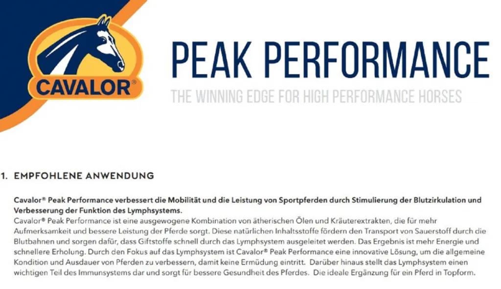 Additif Alimentaire Cavalor Peak Performance - Performance Équine - 6