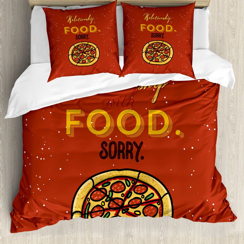 ABAKUHAUS Meme Bettbezug Set für Einzelbetten, Pizza Beziehung mit Essen, Milbensicher Allergiker geeignet mit Kissenbezug, 155 cm x 220 cm - 80 x...