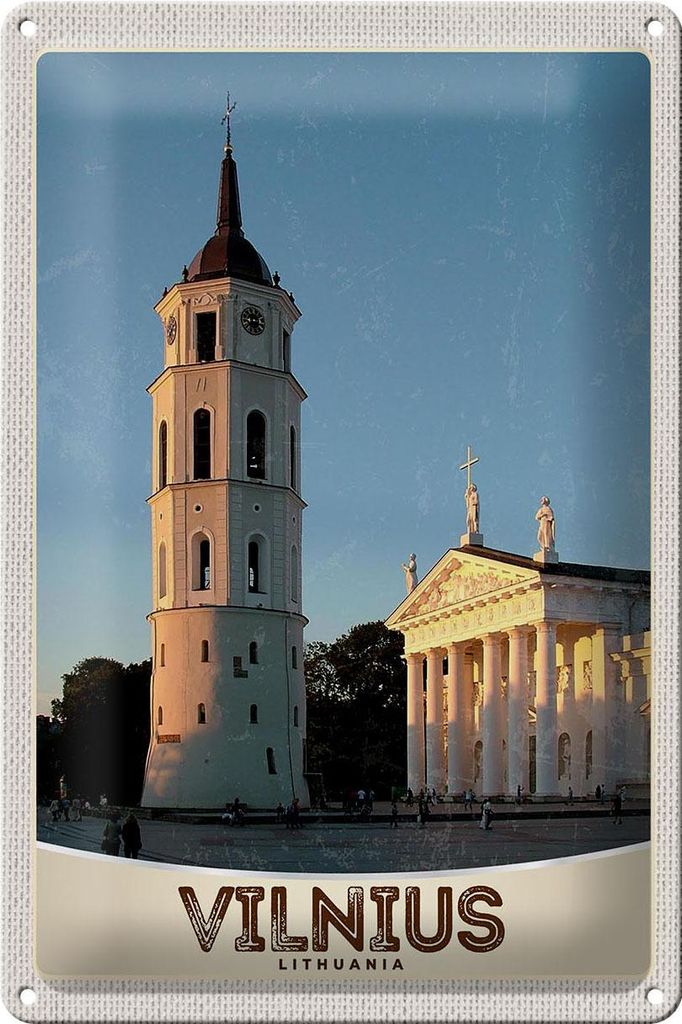 Blechschild Reise 20x30cm Vilnius Litauen Kirche Architektur
