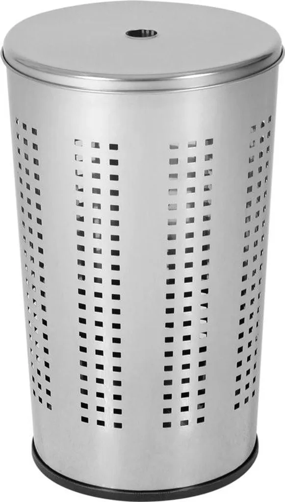 Coffre à linge design neutre 50L en métal chromé inoxydable
