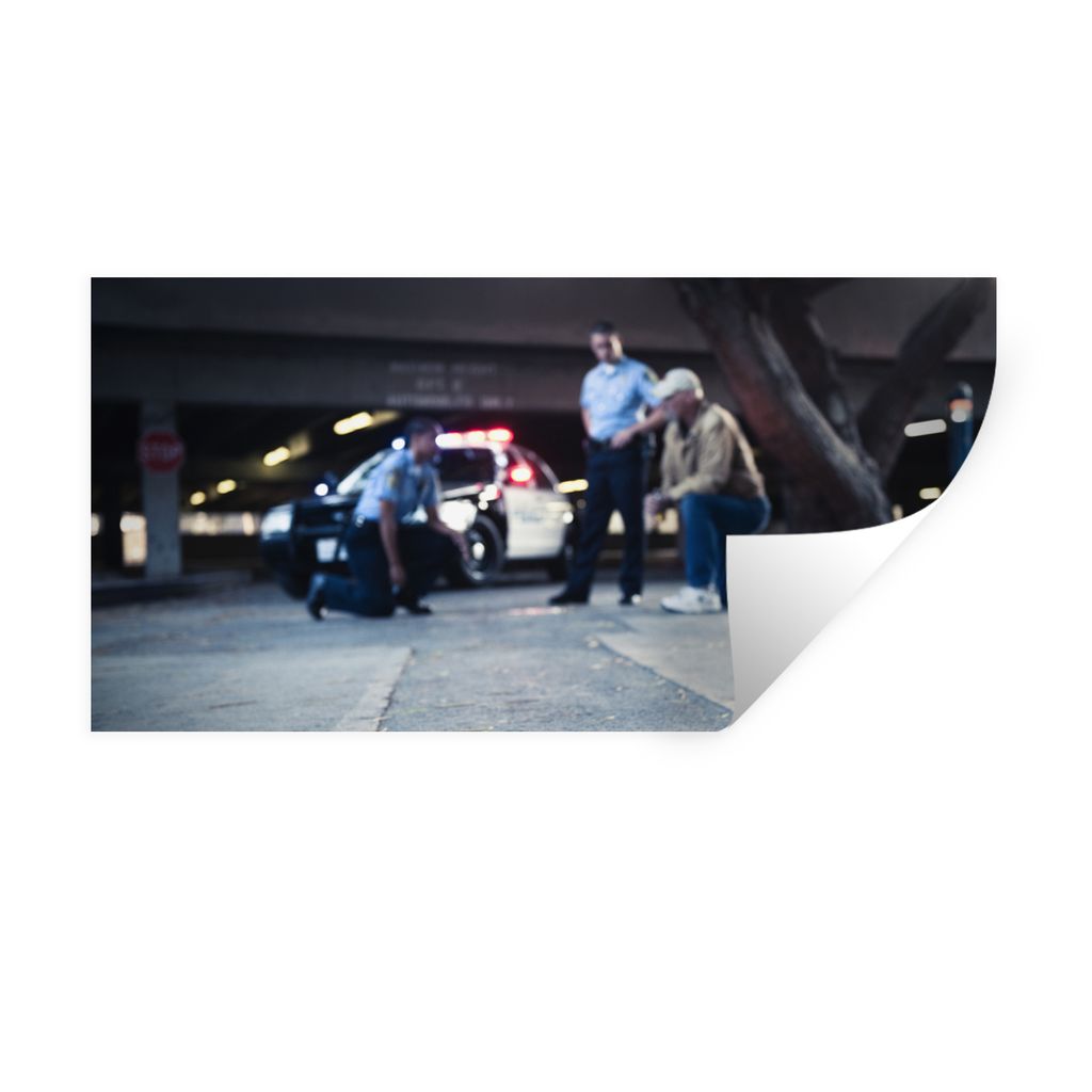 MuchoWow Wandtattoo Wandsticker Wandaufkleber Die Polizei am Tatort 120x60 cm Selbstklebend und Repositionierbar - Sticker - Dekorfolie