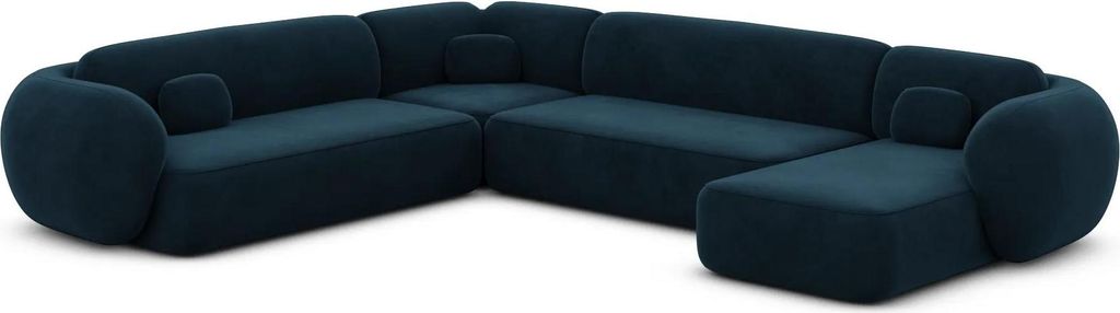 Samtstoff U-Form XXL Wohnlandschaft Mira Mitternachtsblau Rechts