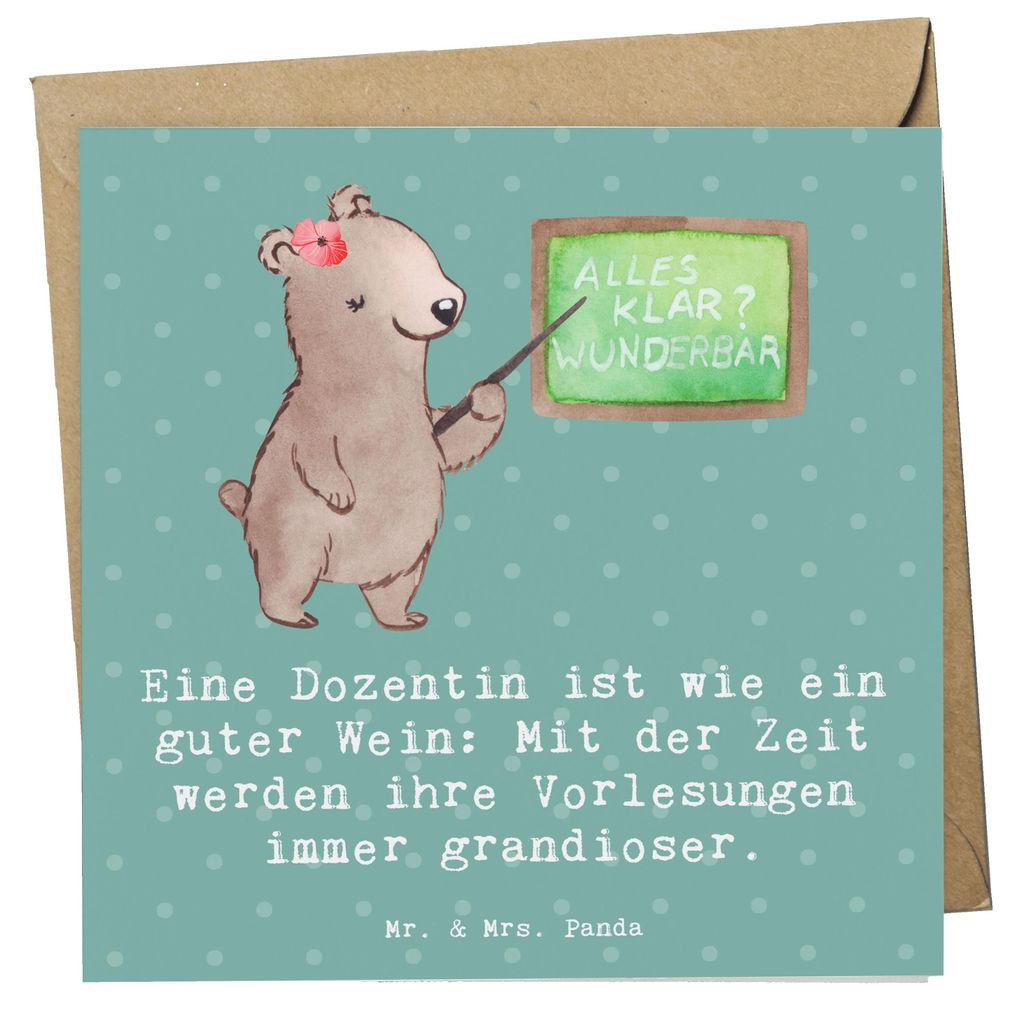 Mr. & Mrs. Panda Klappkarte Dozentin Genuss - Meeresbrise - Geschenk, Grußkarte, Glückwunschkarte, Vorlesungen, anlasskarte, Beruf, Anerkennung, ...