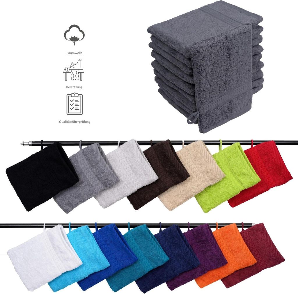 5er Set Frottee Waschhandschuhe Elegance 16x21 cm 100% Produktbild 