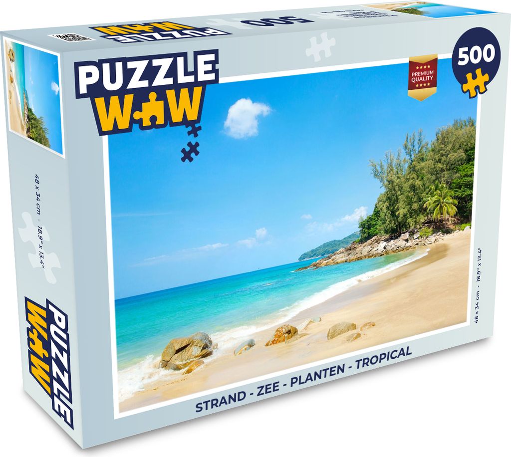 MuchoWow Puzzle 500 Teile Strand - Meer - Pflanzen - Tropisch - 500 Teile - Kinder - Selberbauen - Puzzlespiele