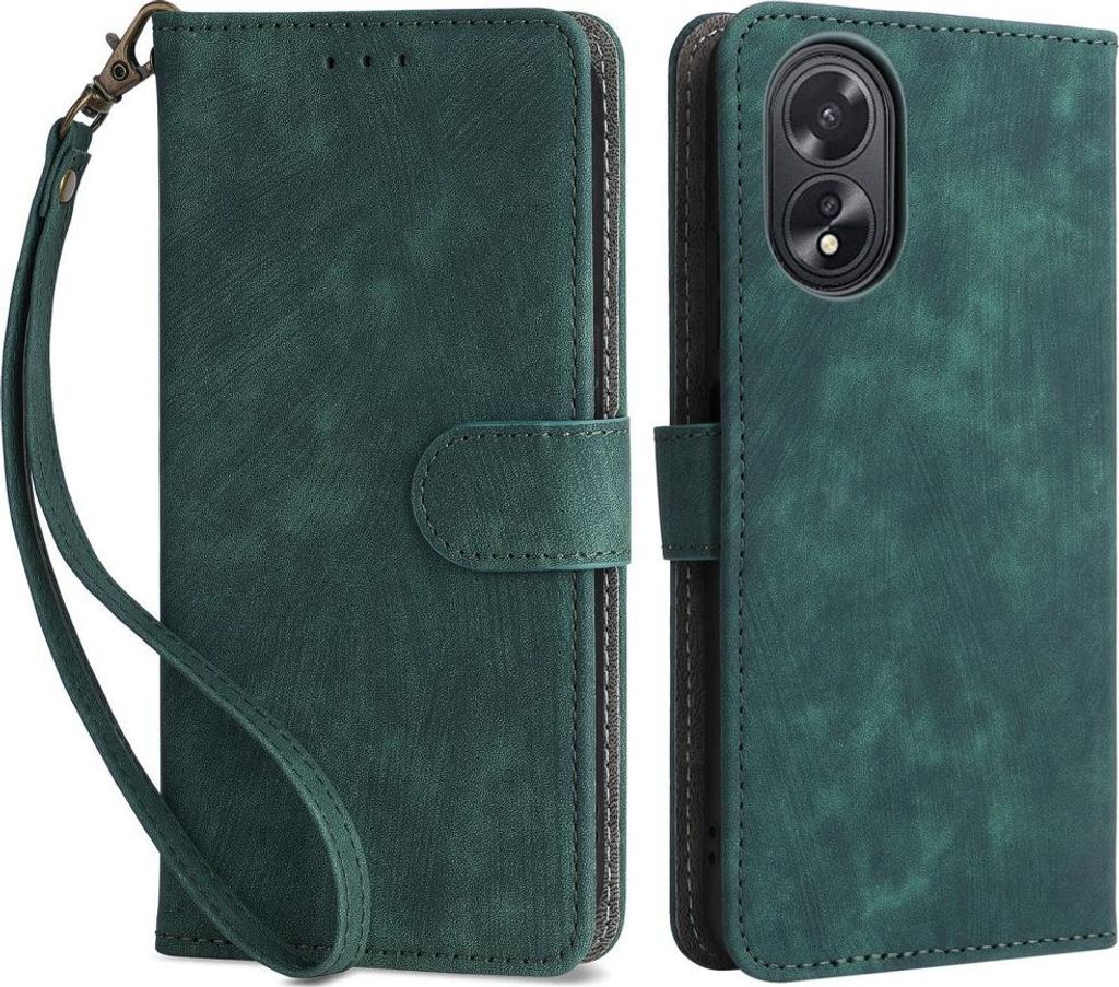 OPPO A18 Hülle - Coverup Klapphülle mit Schlüsselband - Grün