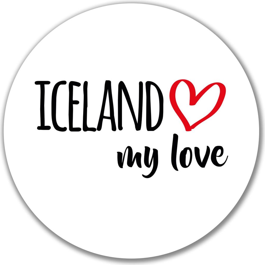 Huuraa Aufkleber Iceland my love 10cm rund Sticker Geschenkidee