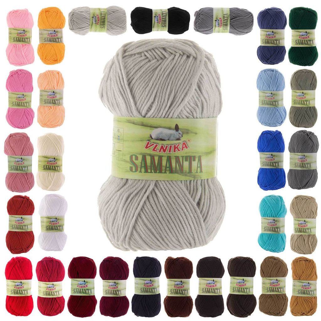 10 x 50g Strickgarn Samanta Uni Häkelgarn Strickwolle Handstrickgarn Klassikstrickgarn Farbwahl, Farbe:37 hellgrau