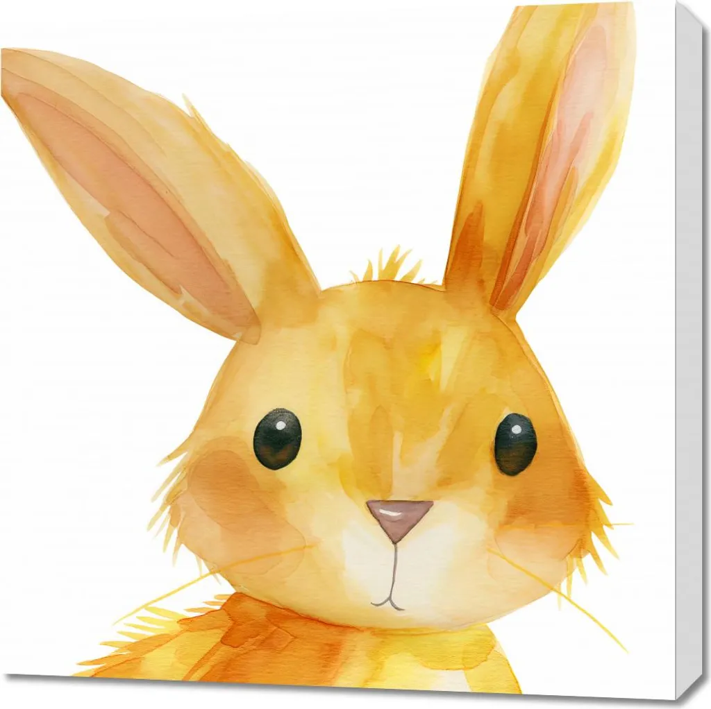 Décoration Murale Lapin de 70x70 cm - Tableau Carré pour Chambre Bébé