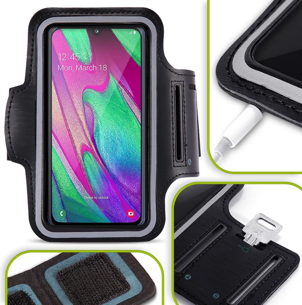 Handy Hülle kompatibel für Samsung Galaxy Serie Schwarz Jogging Fitness CoverSmartphone:Samsung Galaxy A20e
