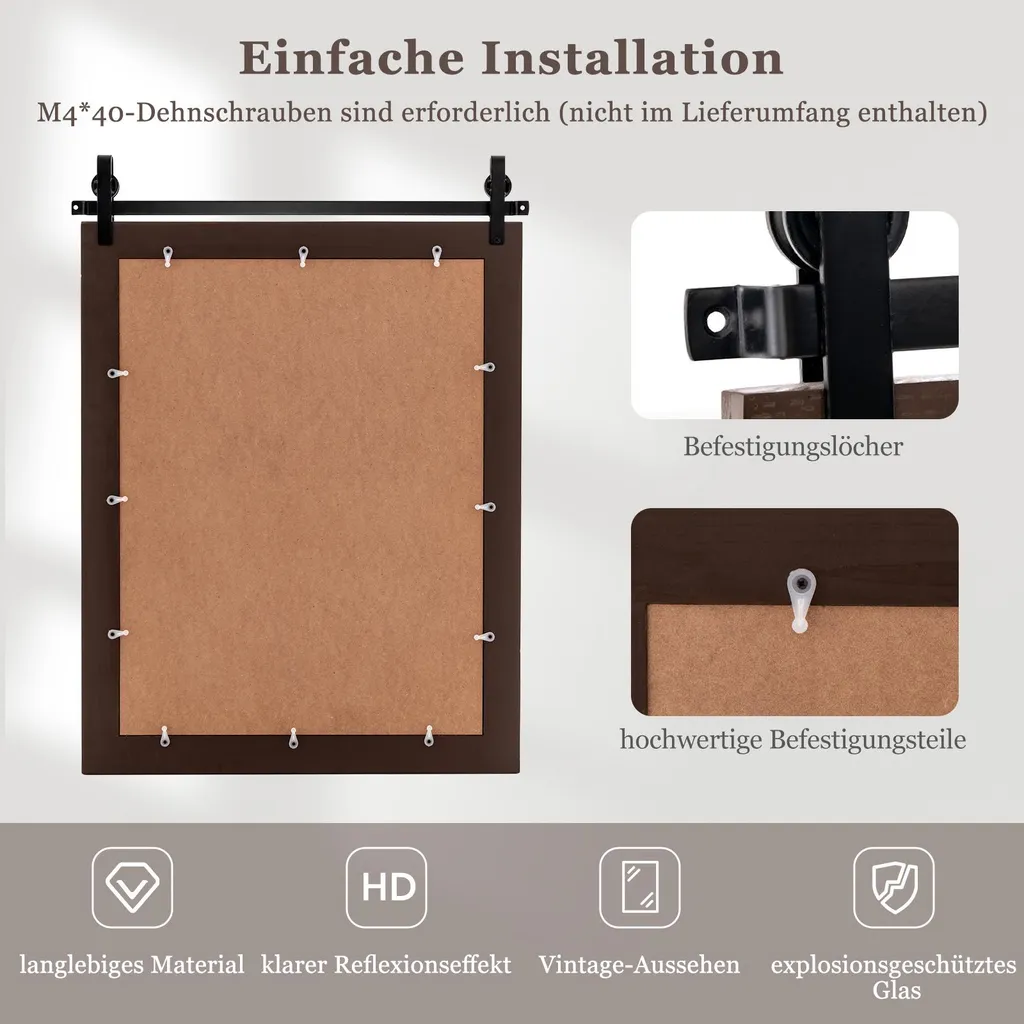 Miroir mural robuste bois 76,5x56 cm : Solution incassable et durable - 5