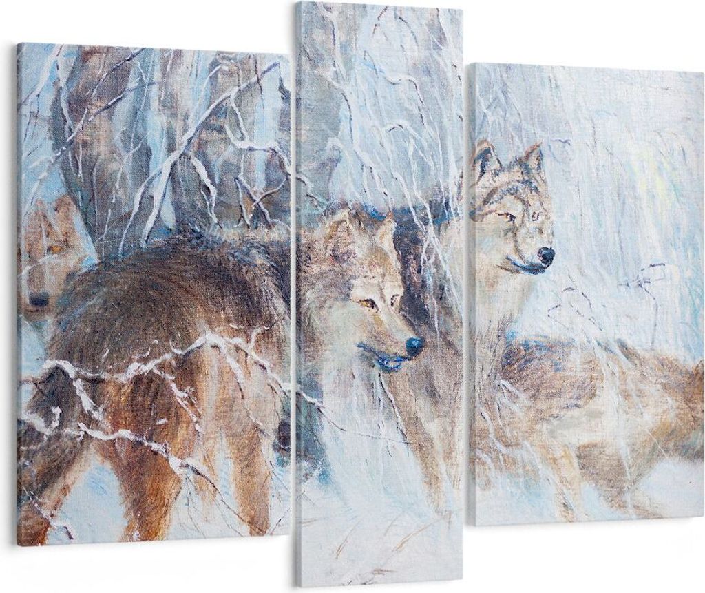 Bild auf Leinwand - Leinwandbild - Wolf Tier Wald - 95x80cm - Wand Bild - Wanddeko - Wandbilder - Leinwanddruck - Bilder - Kunstdruck - Wanddekorat...