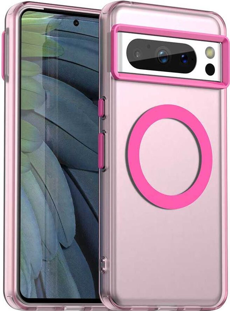 Magnetisch Hülle für Google Pixel 8 Pro, Schlank Durchscheinend Matt Stoßfest Handyhülle Rot