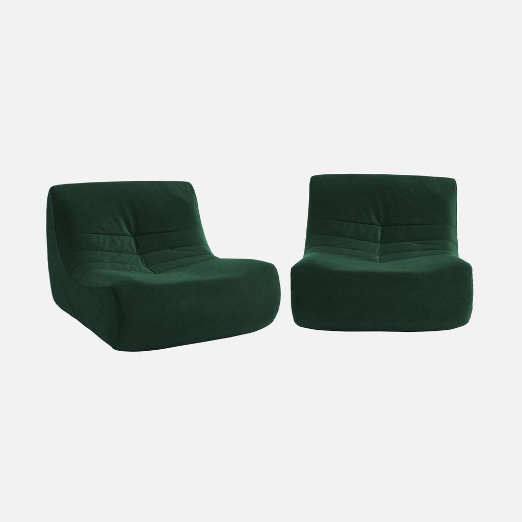 sweeek - 2er-Set Sessel ohne Armlehne mit wasserabweisendem Samtbezug - Grün