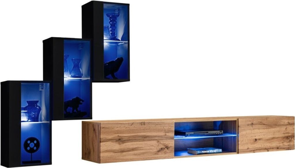 Meublorama AM-SWITCH 22-SWT SW 22*4C/57KG, 4 Regale, 5 Tür(en), Schwarz, Mitteldichte Faserplatte (MDF), 400 mm, 2400 mm