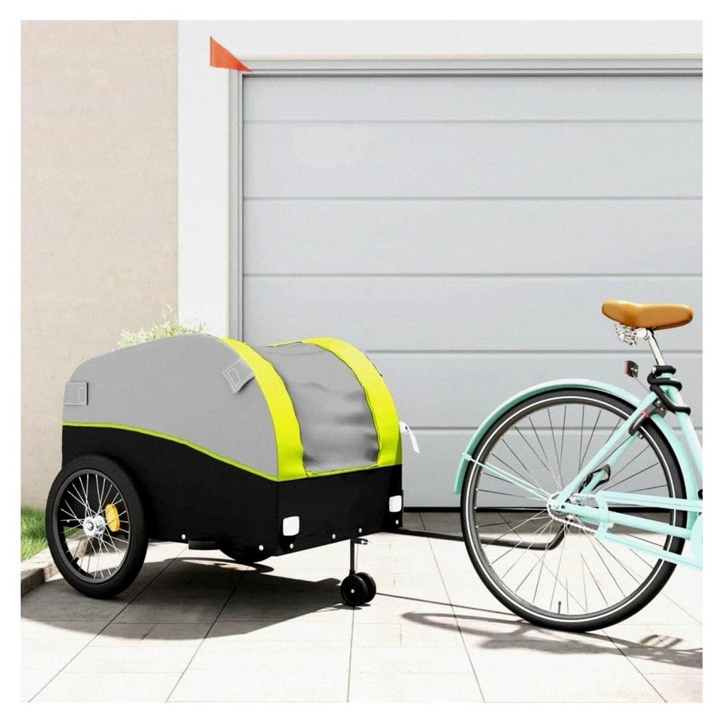 Fahrradanhänger Schwarz und Grün 45 kg Eisen