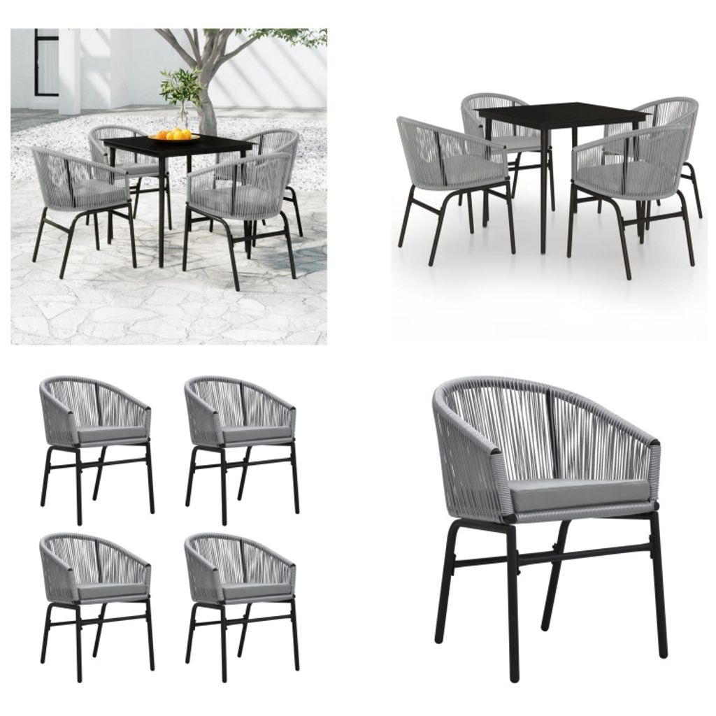 vidaXL 5 tlg. Garten Essgruppe Grau - Garten-Essgruppe - Garten-Essgruppen - Essgruppe - Terrassen-Essgruppe