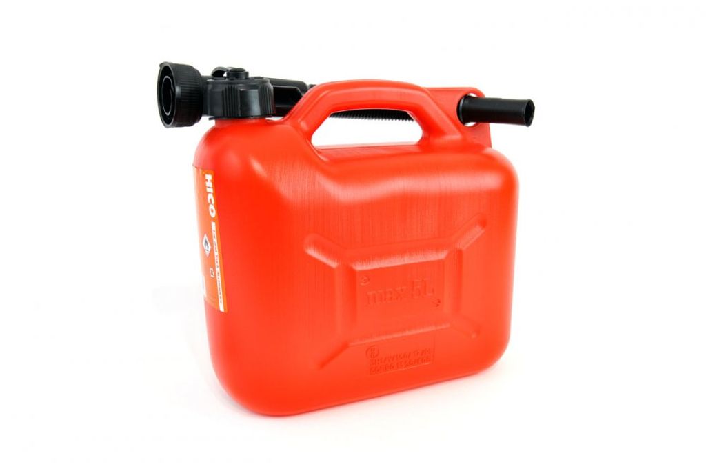 VERDELOOK Roter Kraftstoffkanister 5 Liter – Aus Kunststoff, Mit Zapfpistole, Für Bleifreien Kraftstoff, UN-zugelassen