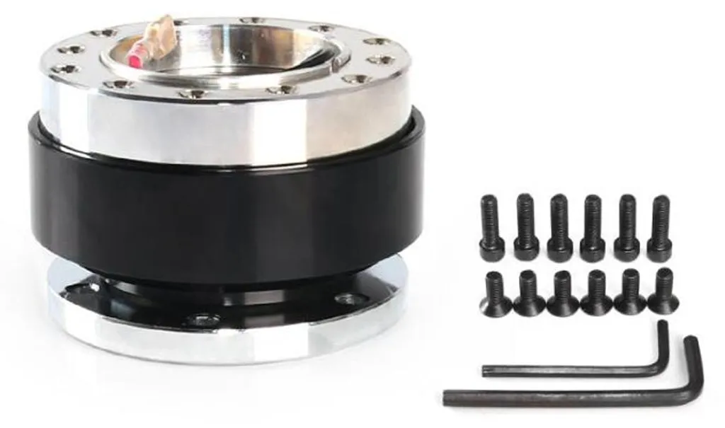 Kit quick release volant alu noir moyeu de démontage rapide 6 trous
