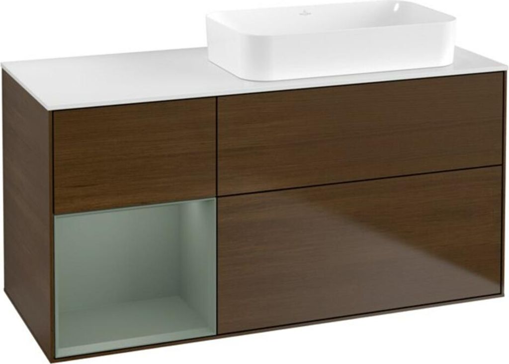 V&B Waschtischunterschrank Finion 120x60 cm, Reg li Oli. m Lac, wal veneer