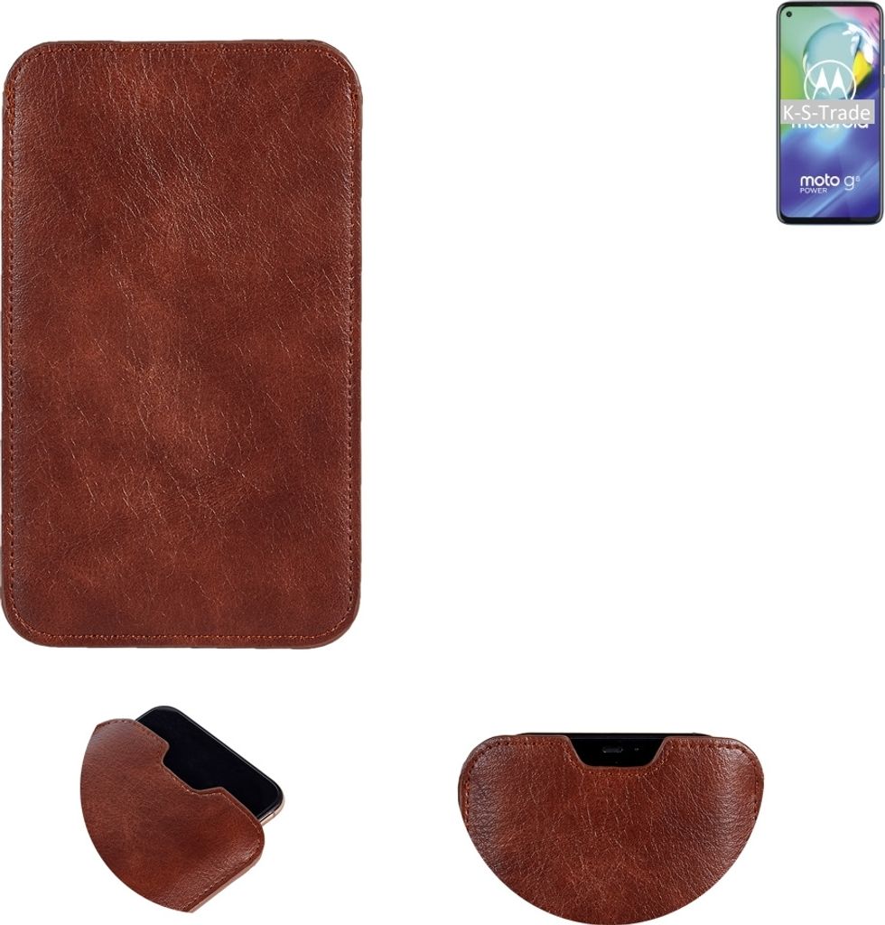K-S-Trade Schutzhülle Handyhülle kompatibel mit Motorola Moto G8 Power Handytasche Kunstleder Sleeve in braun
