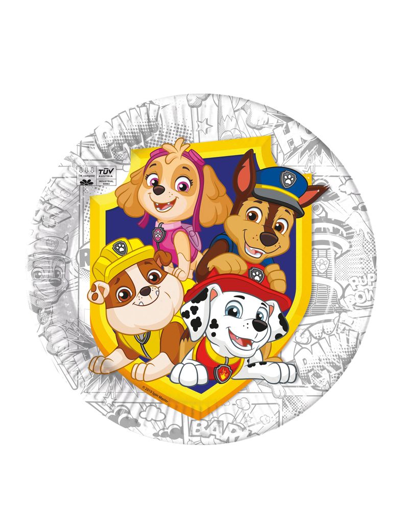 Paw Patrol-Pappteller Kindergeburtstag Partydeko 8 Stück bunt 23 cm