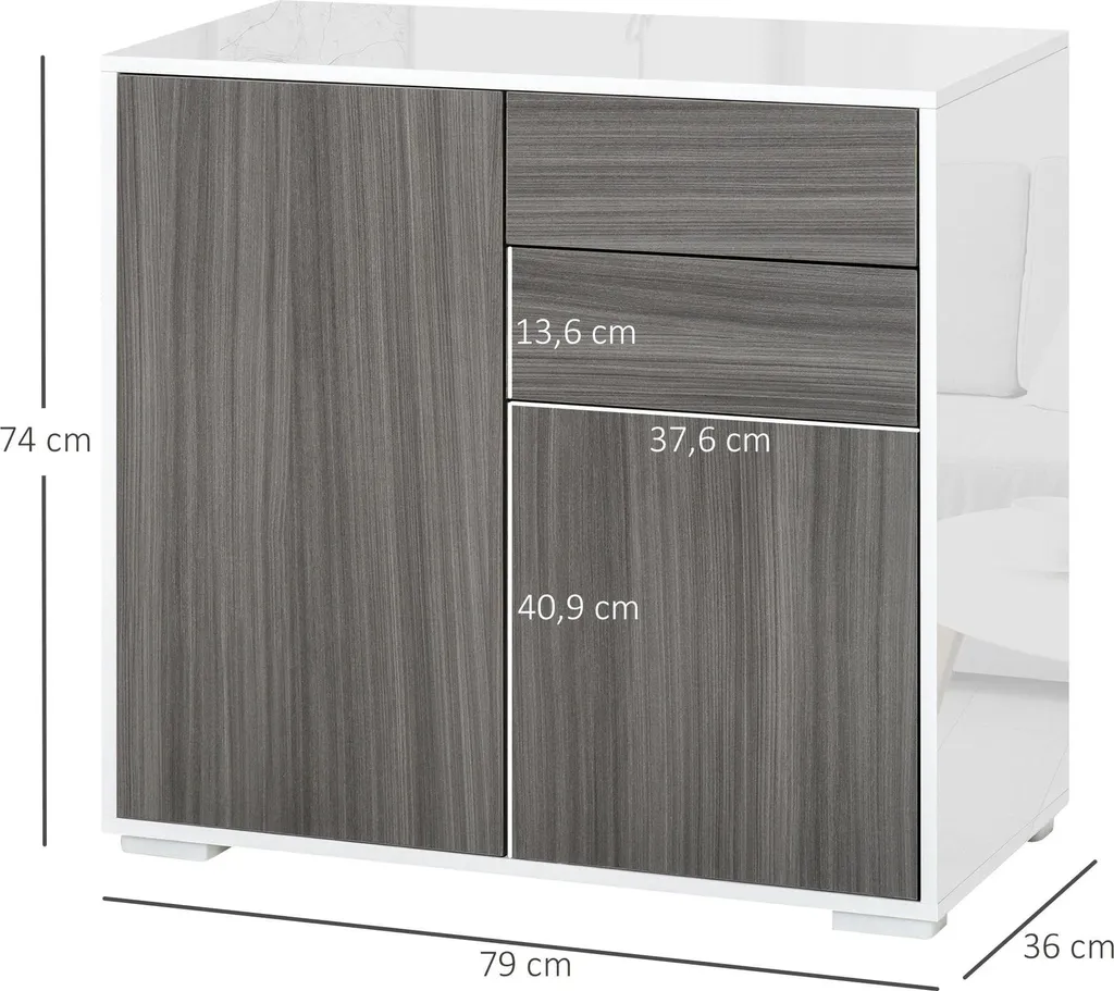 Buffet cuisine à tablette réglable 79x36x74cm rangement modulable - 3
