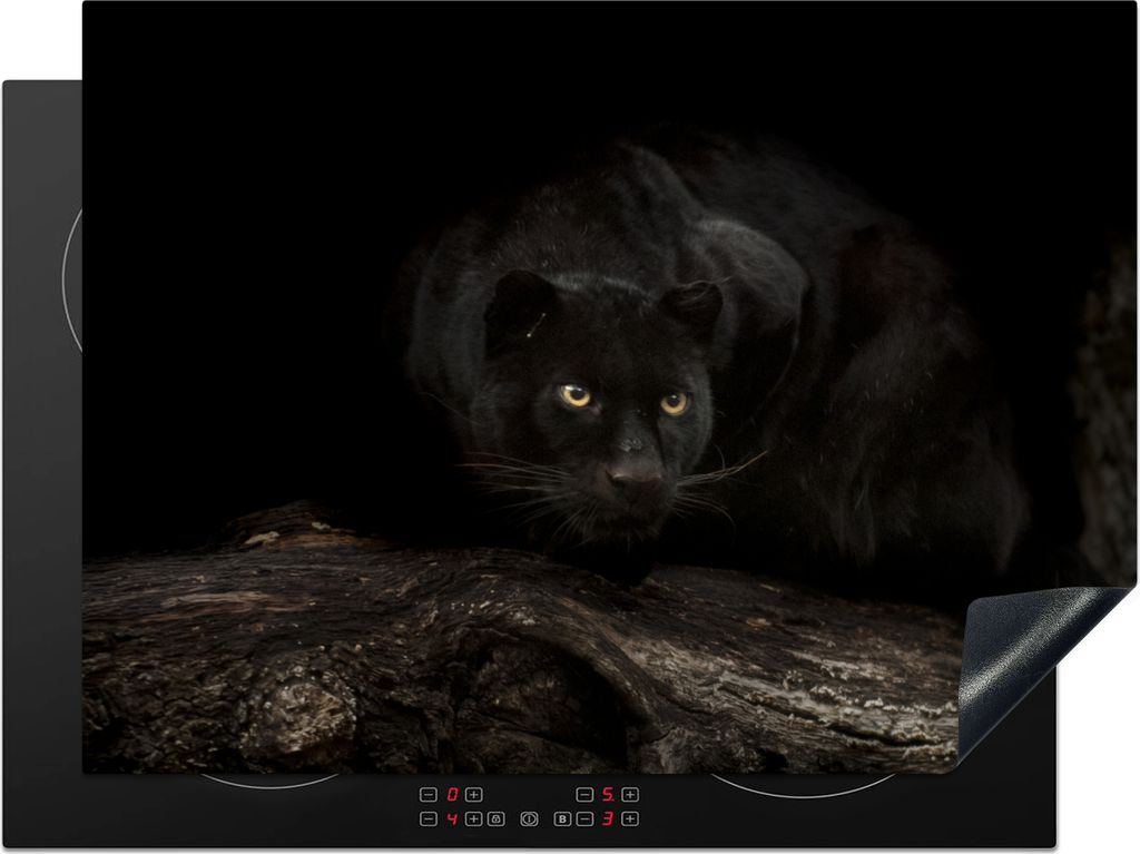 KitchenYeah Herdabdeckplatte Panther - Wald - Augen , 70x52cm, Küche Deko, Glaskeramikkochfeld Herdabdeckung, Abdeckplatte fùr Kochfeld
