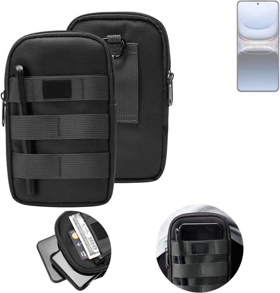 K-S-Trade Holster Gürtel Tasche kompatibel mit Vivo iQOO 13 Handy Tasche Schutz Hülle dunkel-grau viele Fächer, 1x