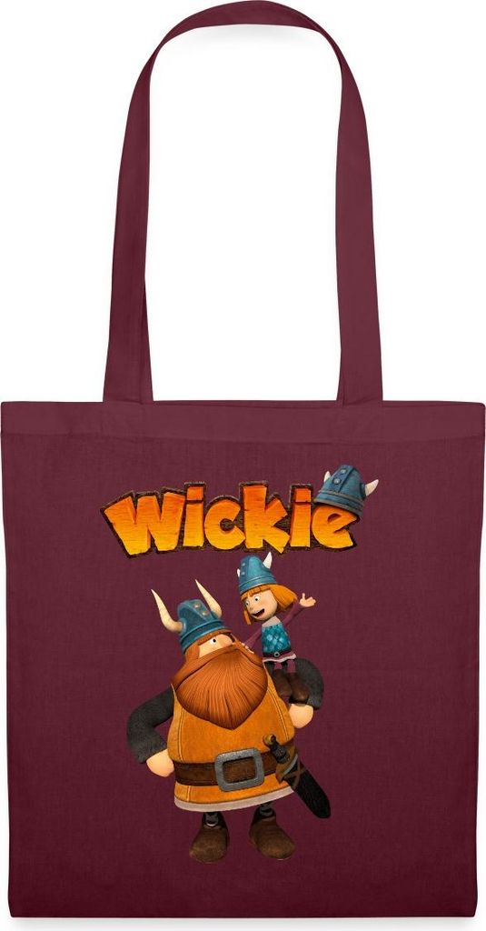 Spreadshirt Wickie Und Die Starken Männer Wickie Mit Papa Halvar Stoffbeutel, One size, Burgunderrot