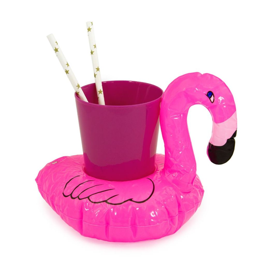 Getränkedosenhalter Flamingo aufblasbar 4 Dosen Dosenhalter Getränkehalter Pink 