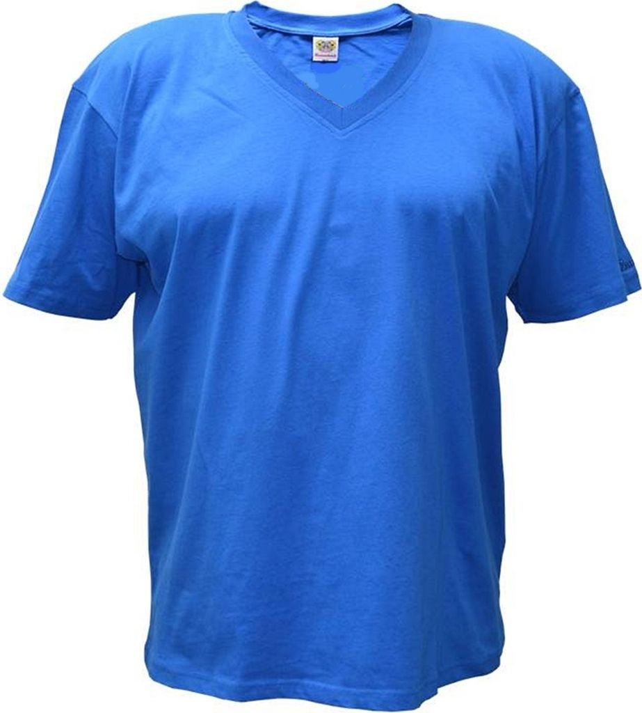 Übergrößen Tolles Basic T-Shirt RAMMBOCK Stahlblau mit Stickerei V-Neck 8XL