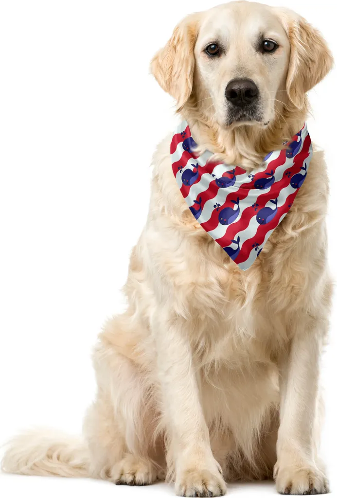 ABAKUHAUS Bandana per animali domestici Wal, motivo Seebaby, 55x55 cm, corallo scuro blu navy