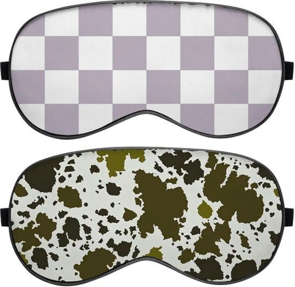 Masque de sommeil réglable et doux motif peau de vache pour le voyage