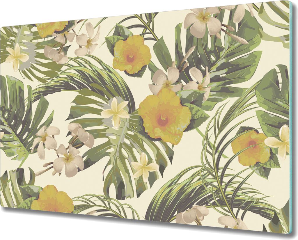 Glas Schneidebrett Herdabdeckplatten Schneideplatten - 80x52 cm - Tropische Blumen