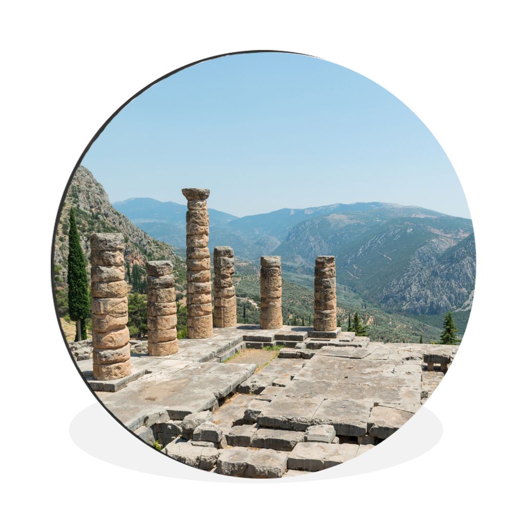 MuchoWow Aluminium Wandkreis Apollo-Tempel - Steine - Berg Ø 90 cm Wanddeko Modern Wohnzimmer - Mauerkreis - Wandbilder - Runde Bild - Bild aus ...