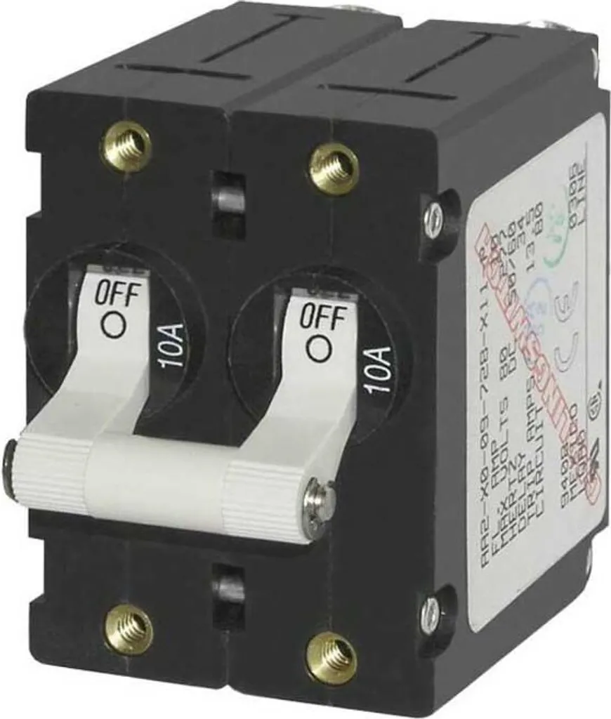 Disjoncteur de protection circuit CA 30A bipolaire marche-arrêt argent