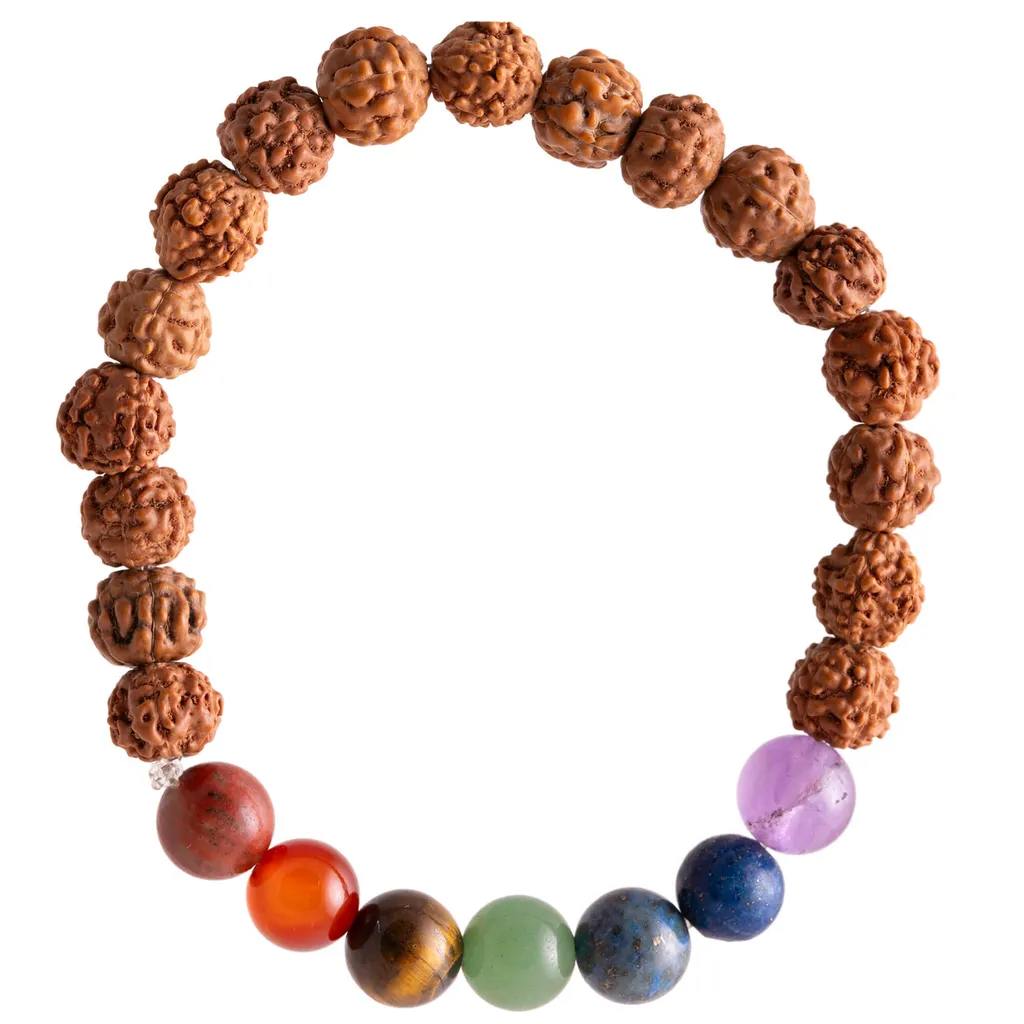 Bracciale Simbolo Chakra e Rudraksha - Design Esclusivo in Pietre Dure