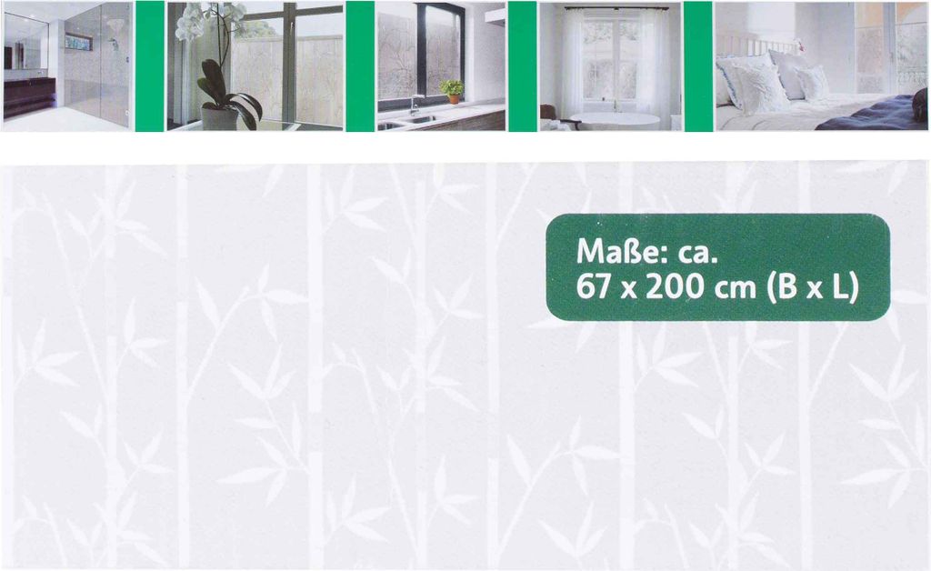Melinera Fenster Sichschuzfolie Milchglasfolie Selbstklebend 67 x 200cm Bambus