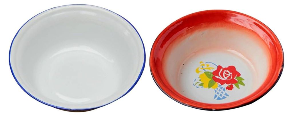 2 Stück Emaille Küchenbecken Dickwandige Aufbewahrungsschüsseln Multifunktionale Schüsseln für Obst, Gemüse, Teig und Rühren im Vintage Desi...