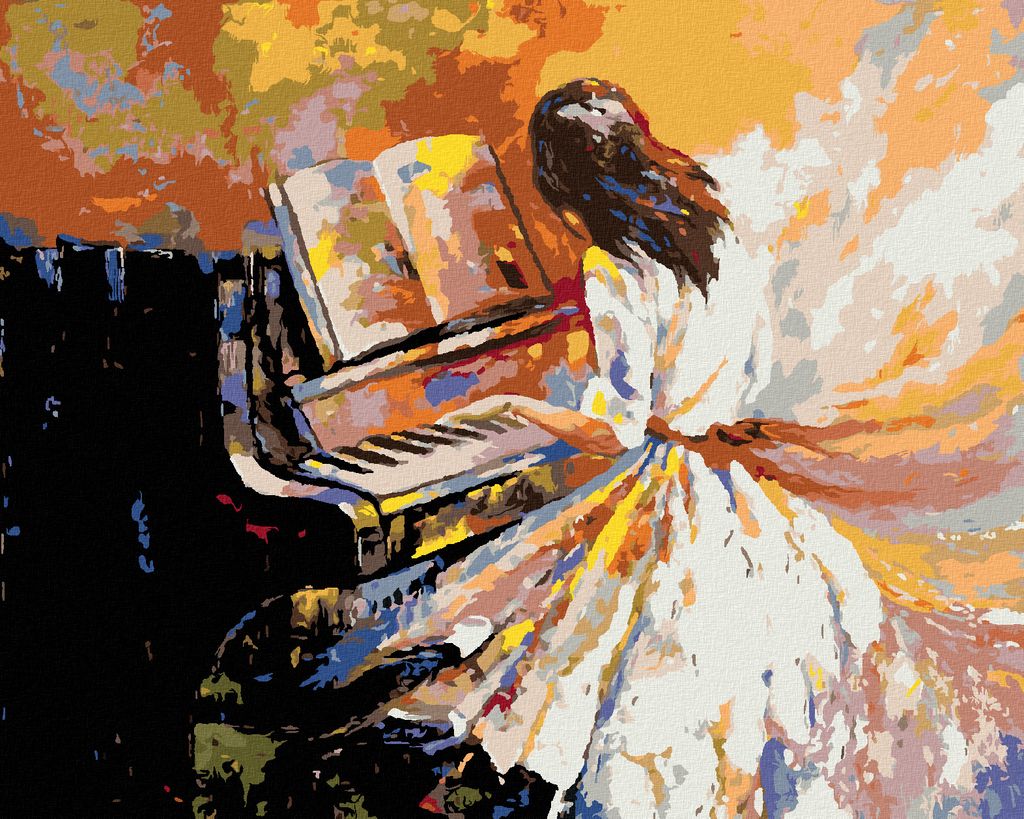 Zuty - Malen nach Zahlen - MÄDCHEN SPIELT KLAVIER, 40x50 cm, ohne Keilrahmen